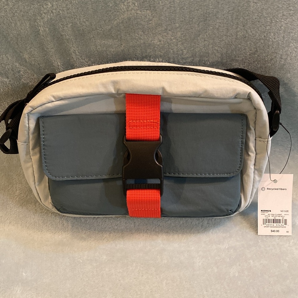 Gray and Red Crossbody Waist Bag - Unbranded